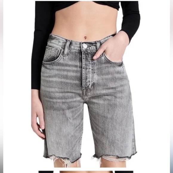 7 for all mankind Easy James Grey Short‎ Jean Denim Jeans Shorts size 24 NWT - Picture 1 of 7